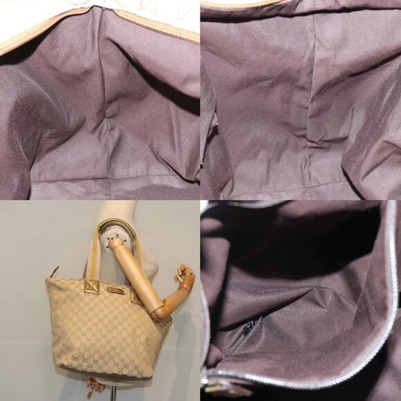 GUCCI GG Canvas Sherry Line Tote Bag Gold Pink Silver 131231 Auth ki5011 - Picture 14 of 16